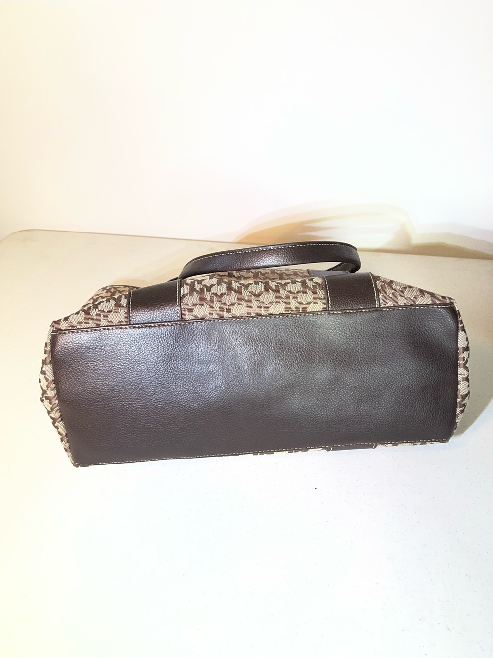 New York & Company Brown Patterned Tote with Dark Brown Trim - Picture 5 of 8